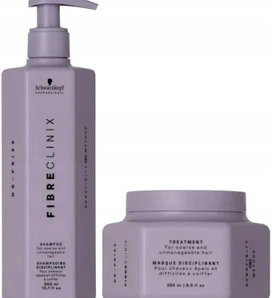 Schwarzkopf Professional Fibre Clinix De-Frizz Zestaw wygładzający Szampon 300 ml + Maska 250 ml