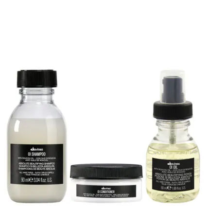 Davines Oi zestaw do każdego rodzaju włosów - szampon 90 ml, odżywka 75 ml, olejek 50 ml