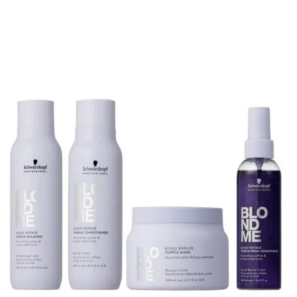 Schwarzkopf Professional BLONDME Bond Repair Purple zestaw neutralizujący włosy blond - szampon, odżywka, maska, spray
